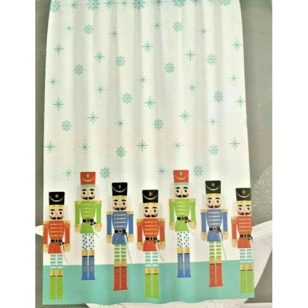 Christmas Nutcracker Fabric Shower Curtain Bathroom Holiday Polyester 72x72